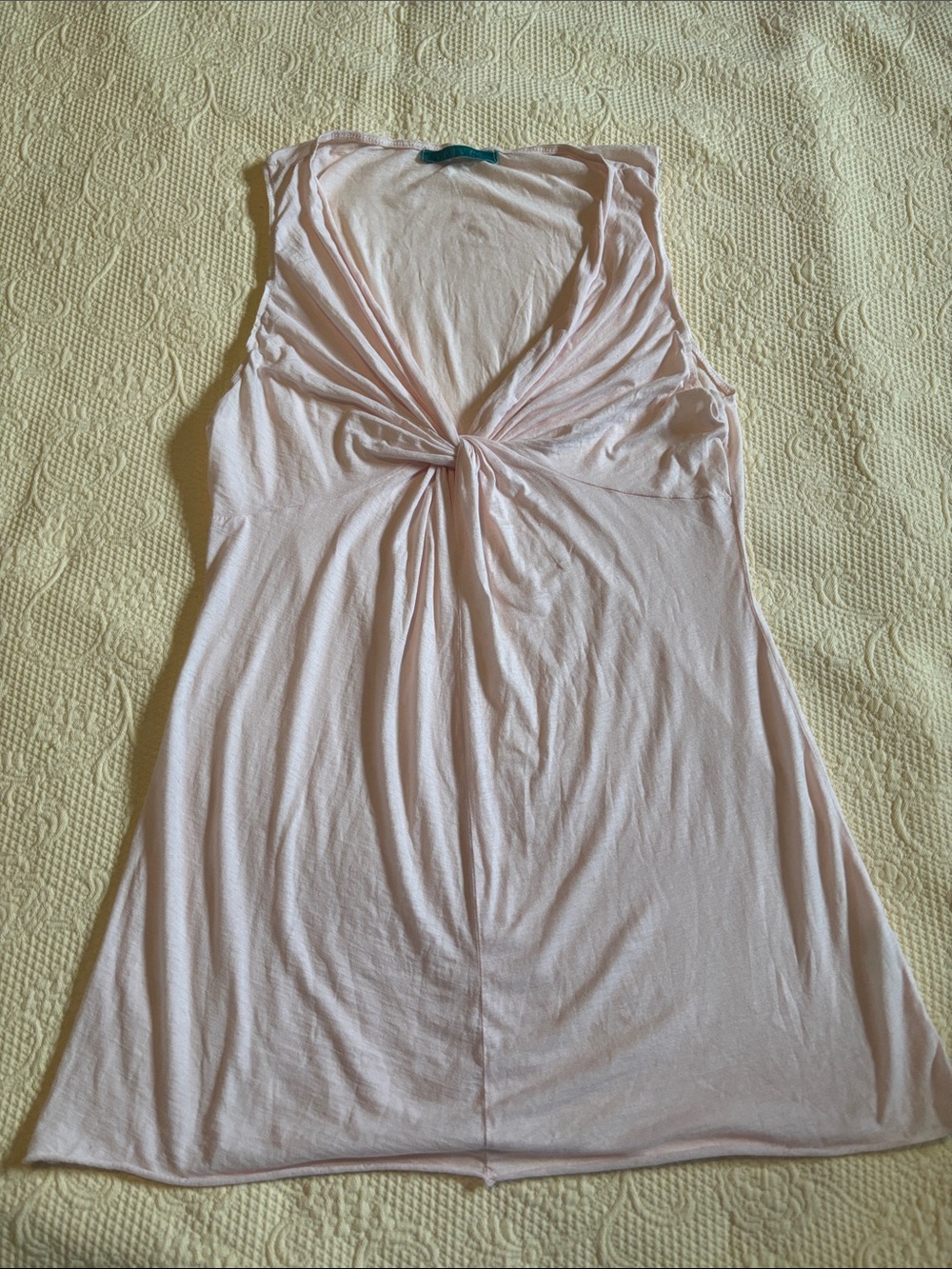 Velvet Pale Pink Front-Knot Sleeveless Tank